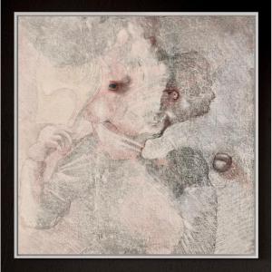 Robert Detheux - 1978 - Dreamlike Surrealist Painting On Canvas "the Madwoman With The Fly" 