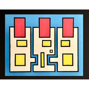 Shozo Hirai (1948-2024) - Constructivist Composition Circa 1980 On Panel