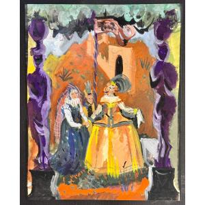 Paule And Max Ingrand - Preparatory Work In Gouache Circa 1950
