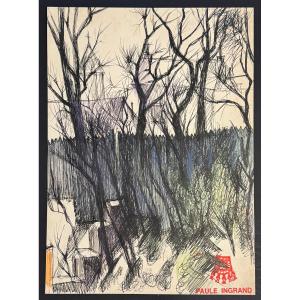 Paule And Max Ingrand - Preparatory Drawing Circa 1950