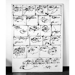 Robert Detheux - Huge Oil On Canvas From 1984 "anecdotes Without Images 2" 160cm X 120cm