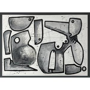 Gundi Falk (1966) Large Cubist Canvas "interior Architectures" 140 X 100cm 