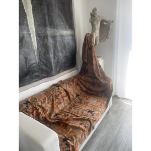 Upholstery Fabric With Copper Tones And Tropical Decor