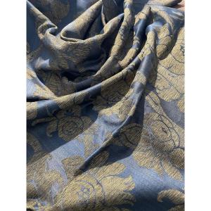 Piece Of Old Silk And Linen Fabric From The 19th Century