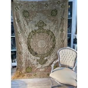 Ottoman Embroidery Hanging Or Doorway Late 18th Century Metallic Silver Thread