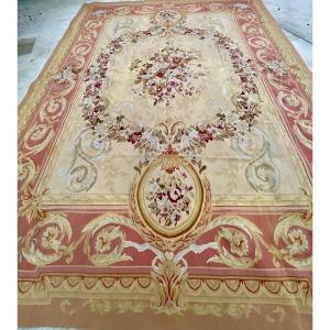 Decorative Rug In The Aubusson Style. Knotted Wool With Floral Design. 311 Cm X 243 Cm