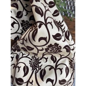 Large Length Of Iridescent Beige Fabric With Velvet Pattern For Curtains And Drapes