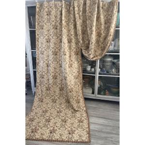 Upholstery Fabric Door Curtain With Floral Decoration, Antique Hanging