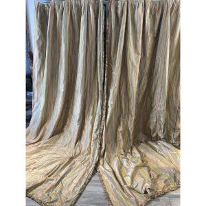 Pair Of Pastel Italian Silk Curtains 326 Cm X 200 Cm