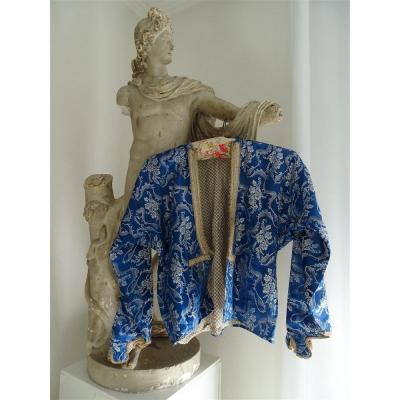 Lovely Ottoman Jacket In Blue Silk XIXth Gold Trim