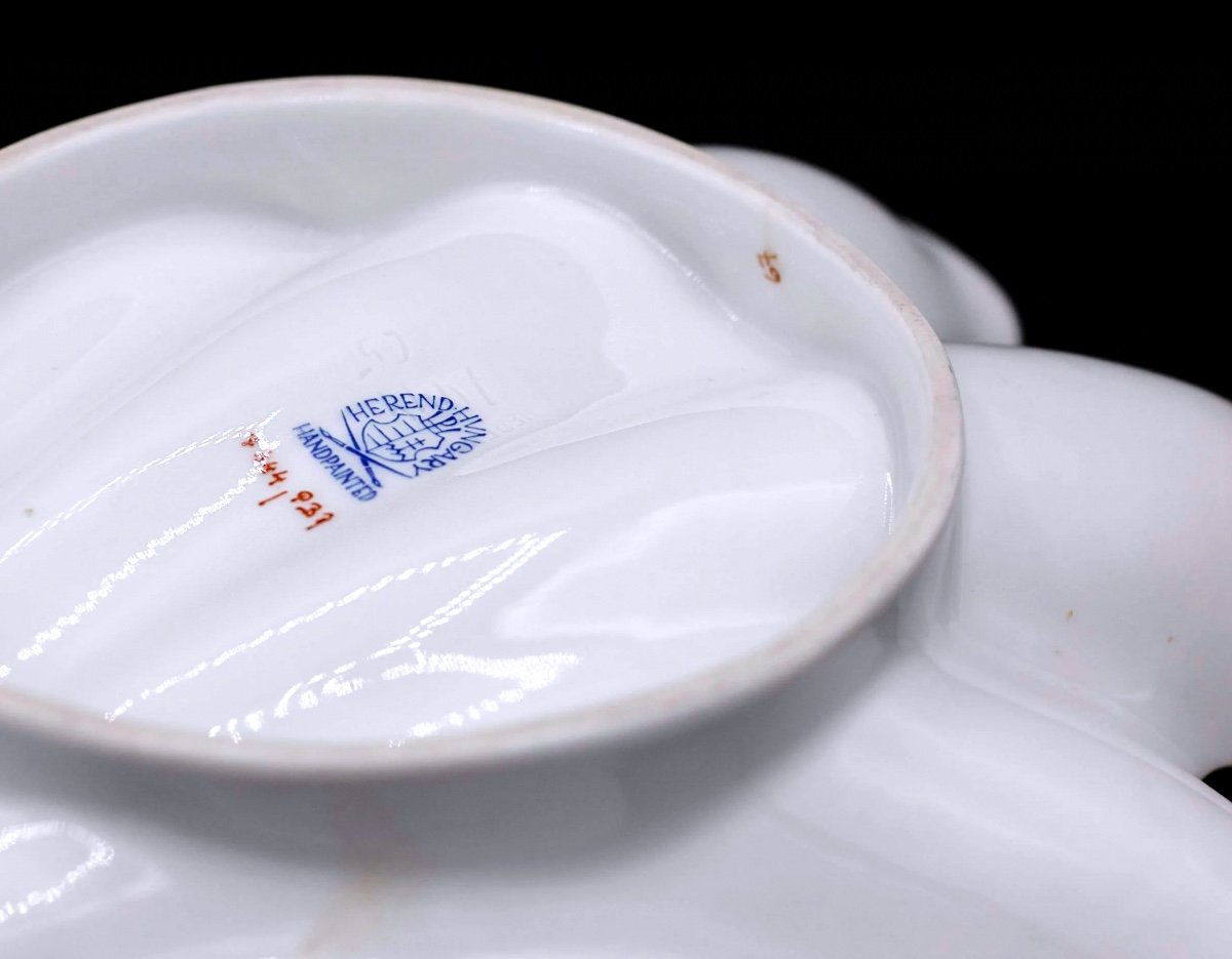 Piatto portafrutta a forma di conchiglia in porcellana Herend-photo-4