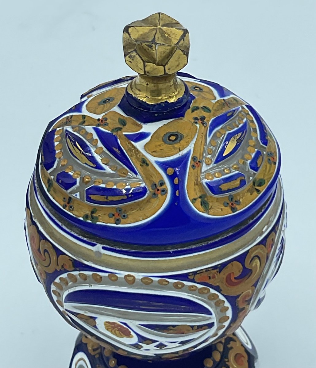 Bombonière En Verre Bohémien Recouvert De Verre émaillé Fabriqué Pour Le Marché Ottoman-photo-3