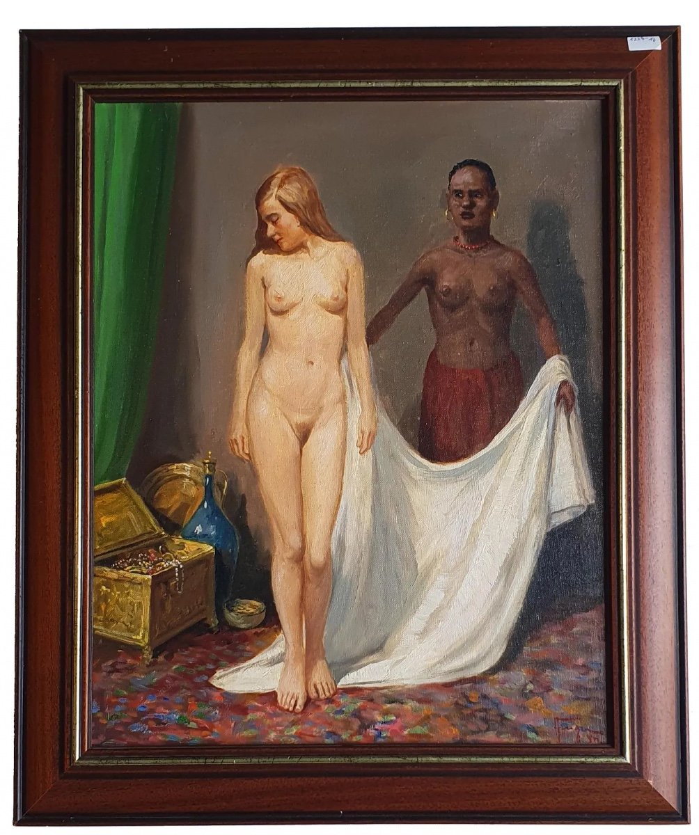 Tableau Orientaliste Huile Sur Toile Représentant Une Femme Nue Proposé à La Vente Par Moor-photo-2