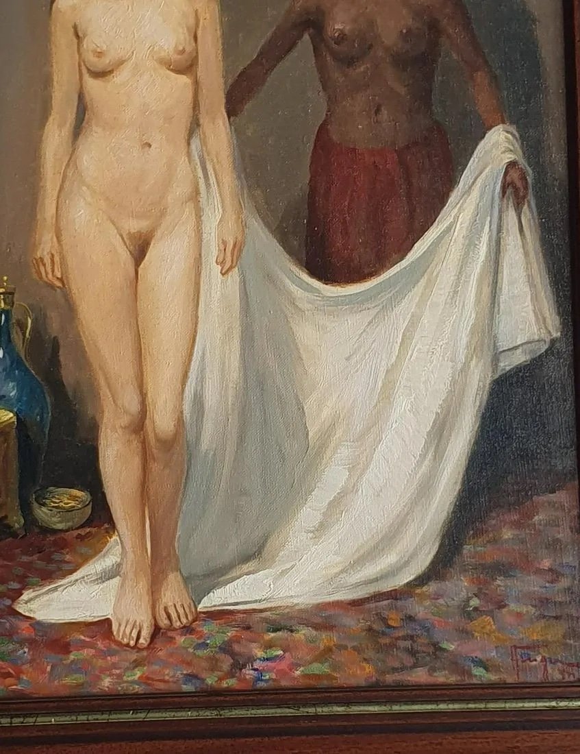 Tableau Orientaliste Huile Sur Toile Représentant Une Femme Nue Proposé à La Vente Par Moor-photo-1