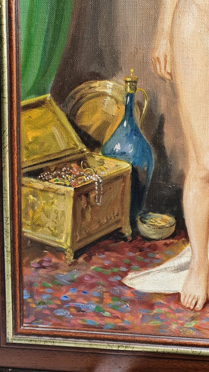 Tableau Orientaliste Huile Sur Toile Représentant Une Femme Nue Proposé à La Vente Par Moor-photo-5