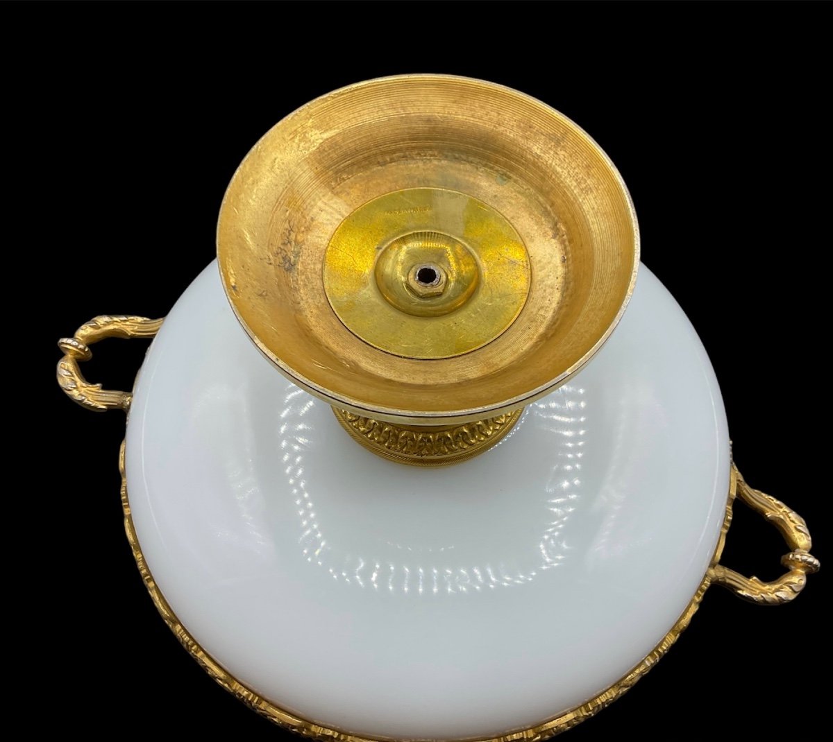 Grande tazza in vetro opalino con montatura in bronzo-photo-4