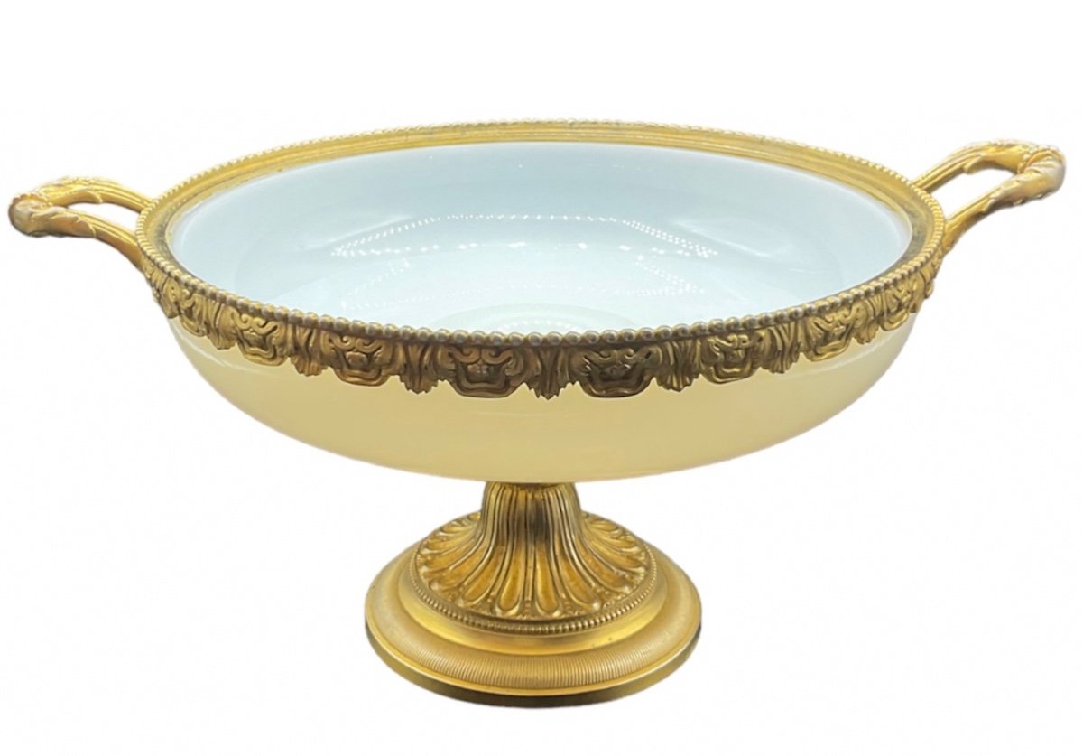 Grande tazza in vetro opalino con montatura in bronzo-photo-6