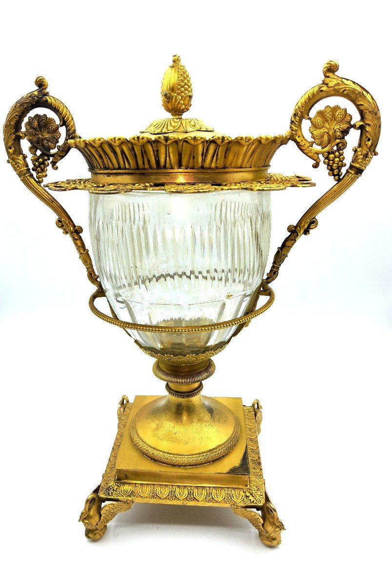 XIX secolo Meraviglioso grande centrotavola in argento dorado,Baccarat-photo-2