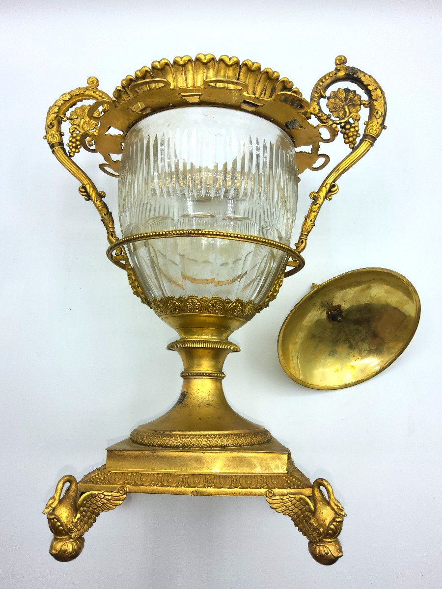 XIX secolo Meraviglioso grande centrotavola in argento dorado,Baccarat-photo-2