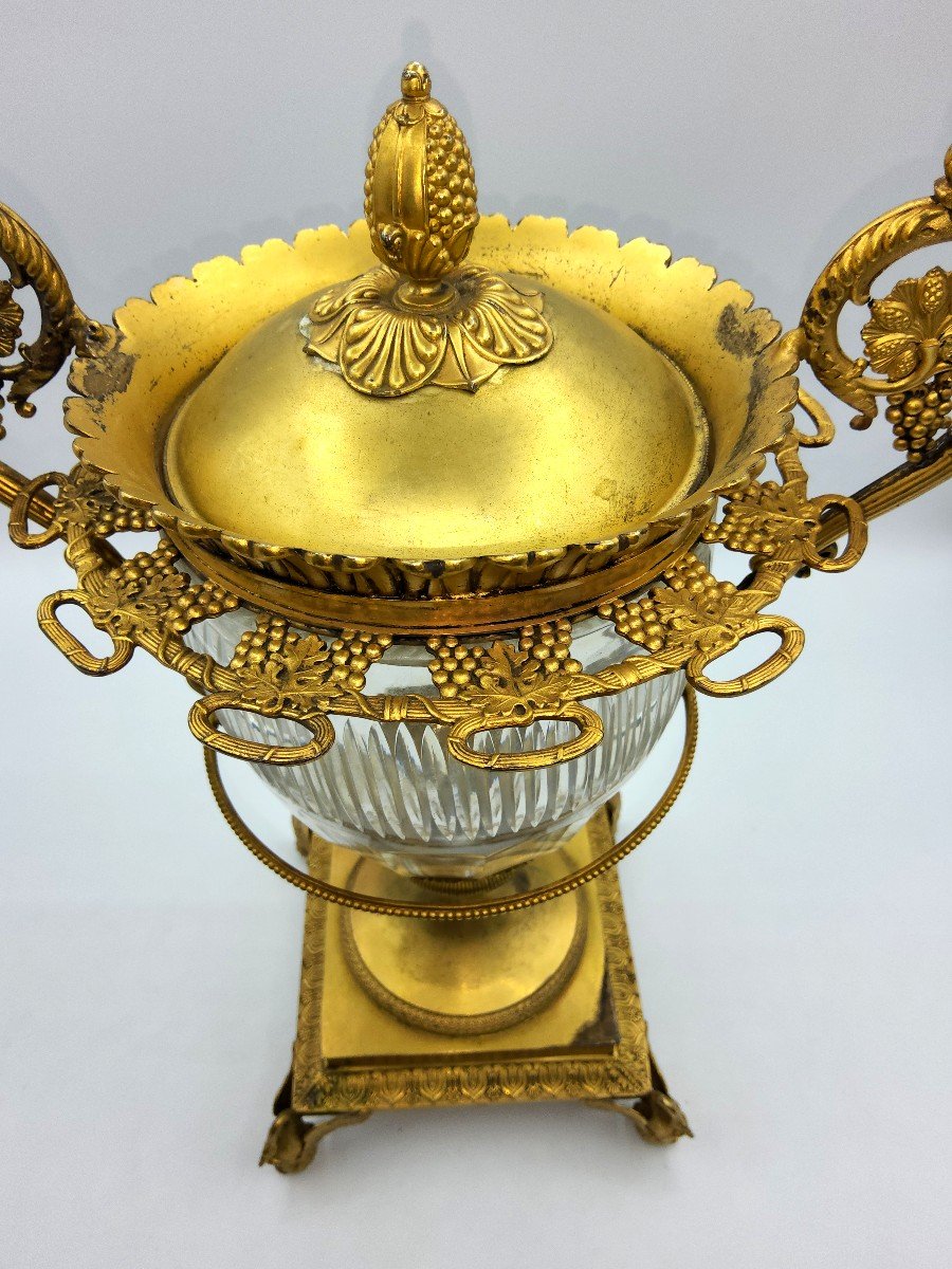 XIX secolo Meraviglioso grande centrotavola in argento dorado,Baccarat-photo-8