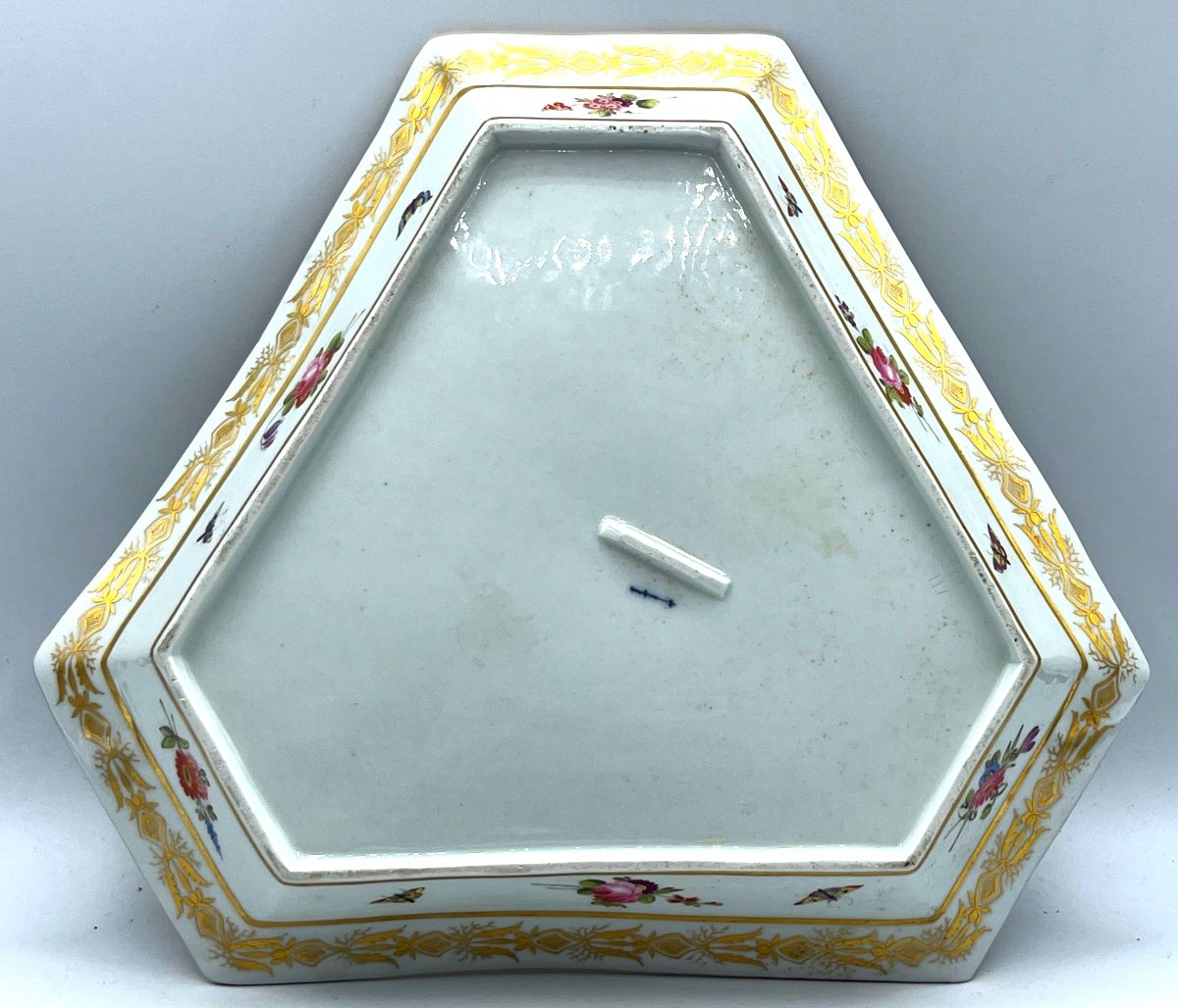 Ancien Plateau En Porcelaine Kpm Hexagonal Berlino-photo-1