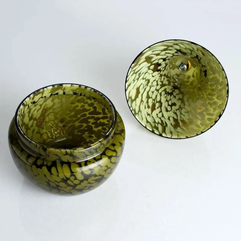 Ciotola rivestita a forma di pera in vetro di Murano Vetro Cenedese verde kaki-photo-3