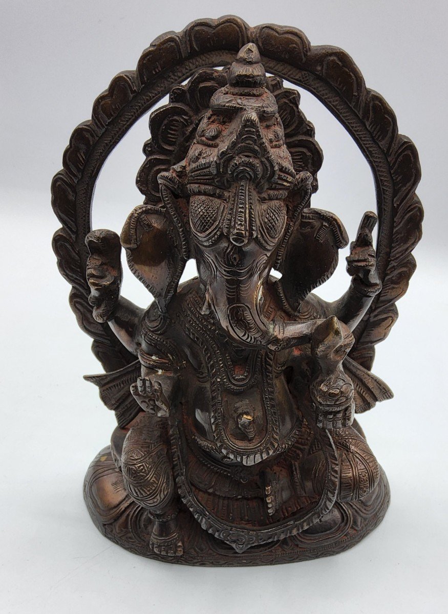 Scultura De Dieu Bouddha éléphant, Ganesh En Bronze-photo-2