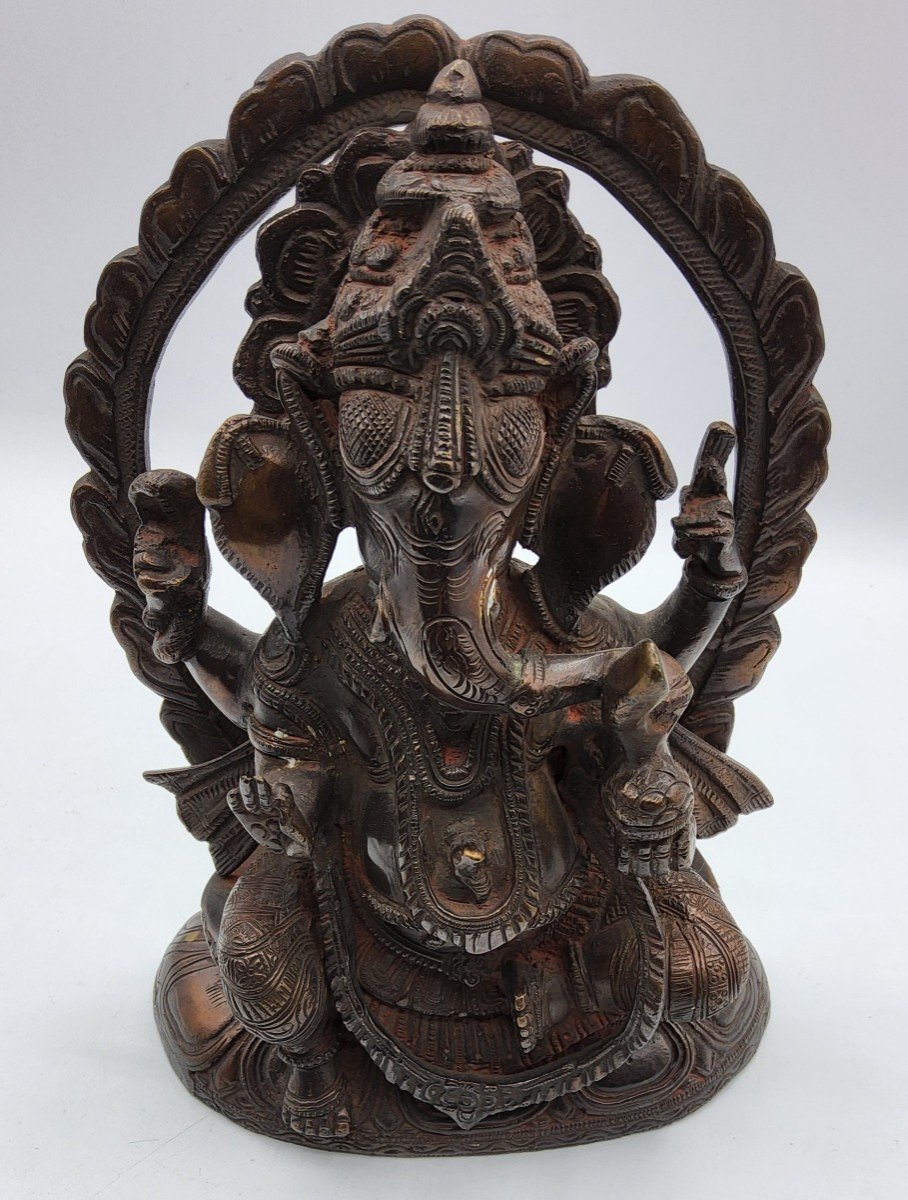 Scultura De Dieu Bouddha éléphant, Ganesh En Bronze-photo-3