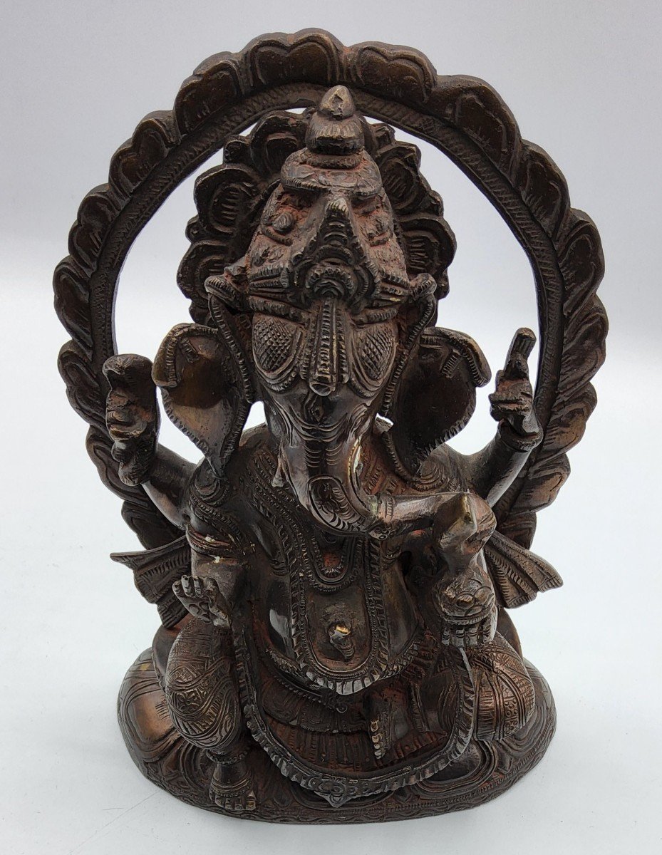 Scultura De Dieu Bouddha éléphant, Ganesh En Bronze-photo-4
