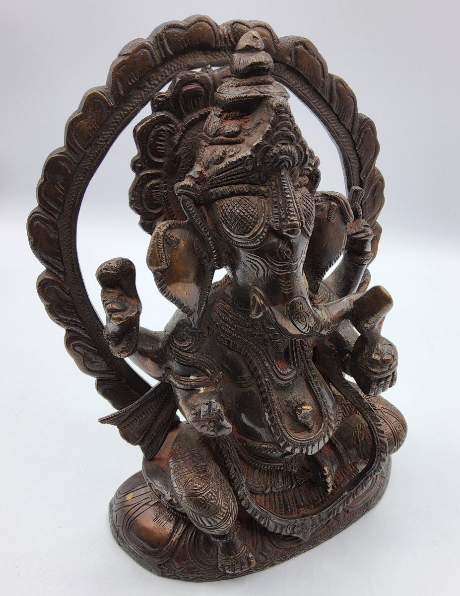 Scultura De Dieu Bouddha éléphant, Ganesh En Bronze-photo-2