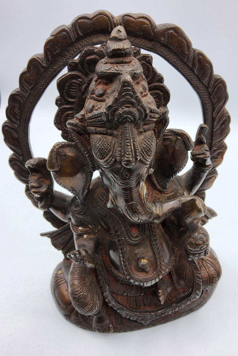 Scultura De Dieu Bouddha éléphant, Ganesh En Bronze-photo-3