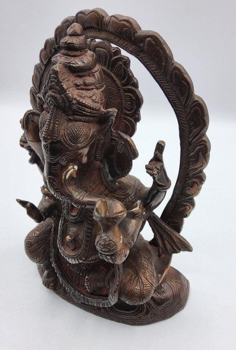 Scultura De Dieu Bouddha éléphant, Ganesh En Bronze-photo-5