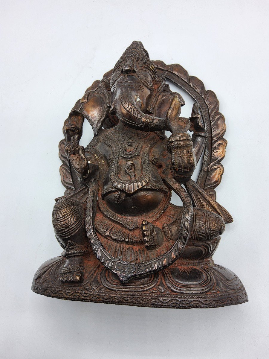 Scultura De Dieu Bouddha éléphant, Ganesh En Bronze-photo-7