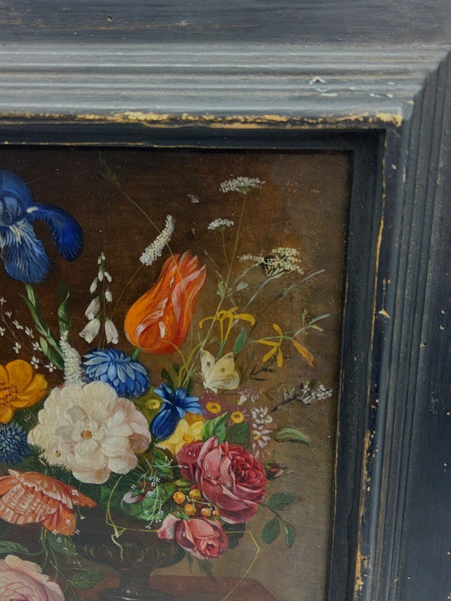 Franz Xaver Pieler olio su tavola dipinti Naturmort pittura antica-photo-4