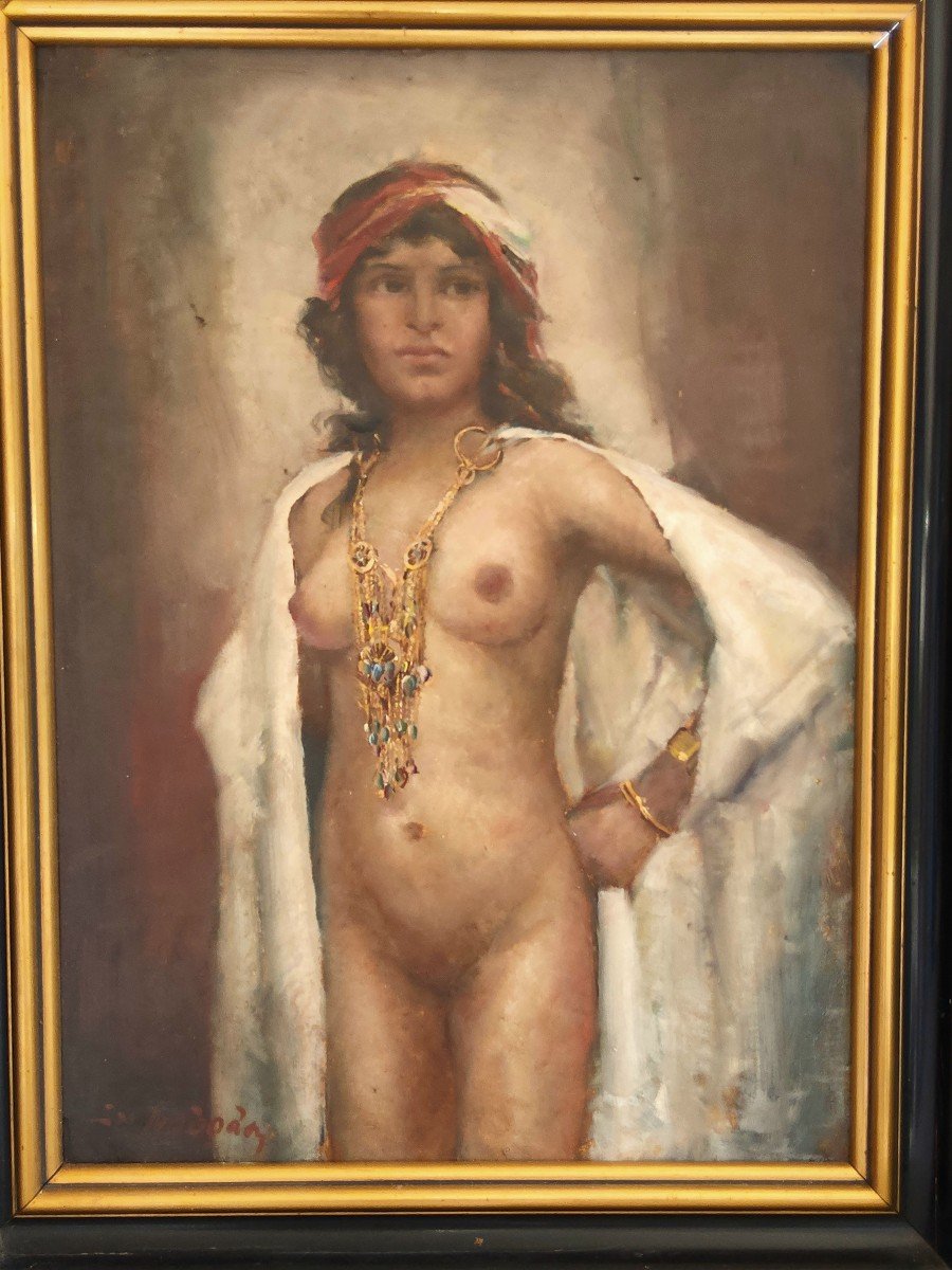 Josef Svoboda Peinture Orientaliste De Femme Algérienne,grande.Tableaux Orientaliste-photo-4