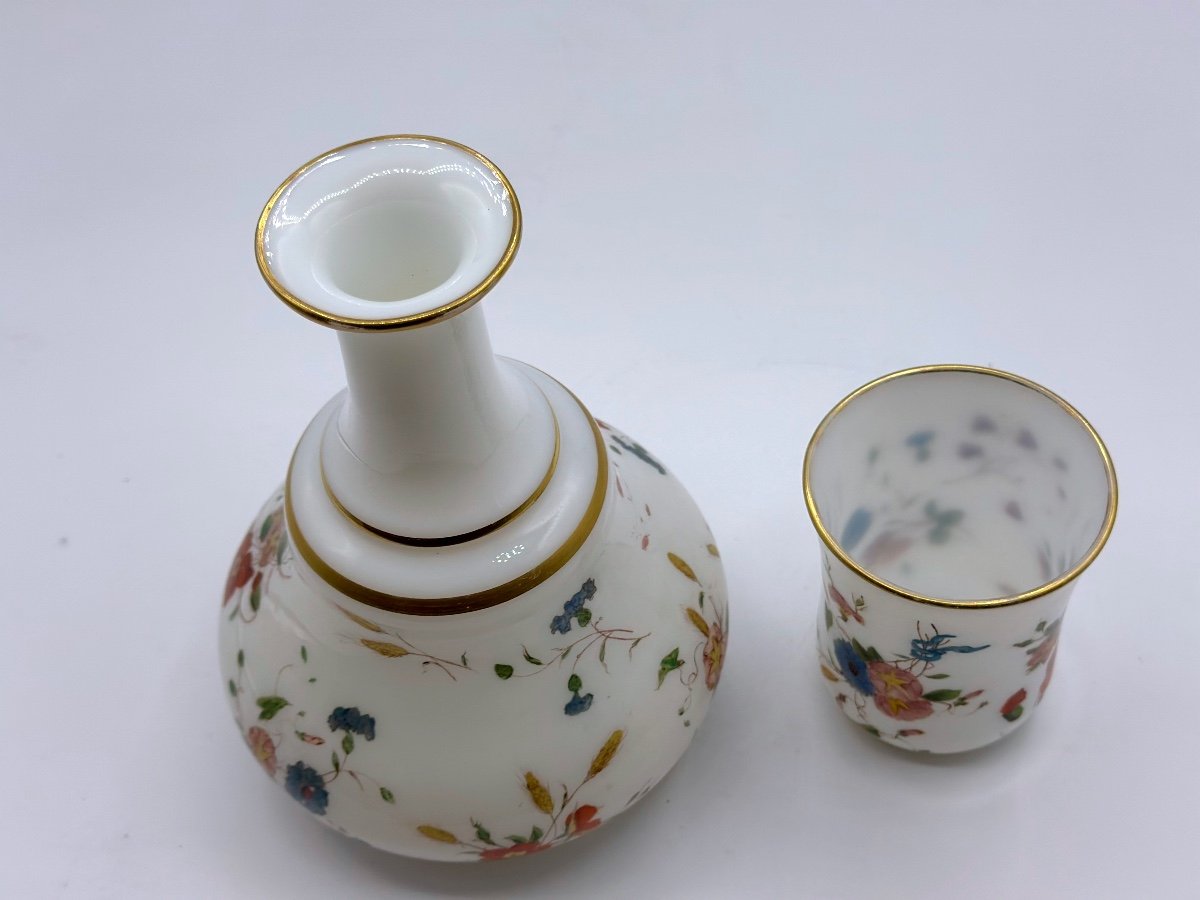 Verseuse Et Tasse En Verre Opalin, Set Coiffeuse-photo-2