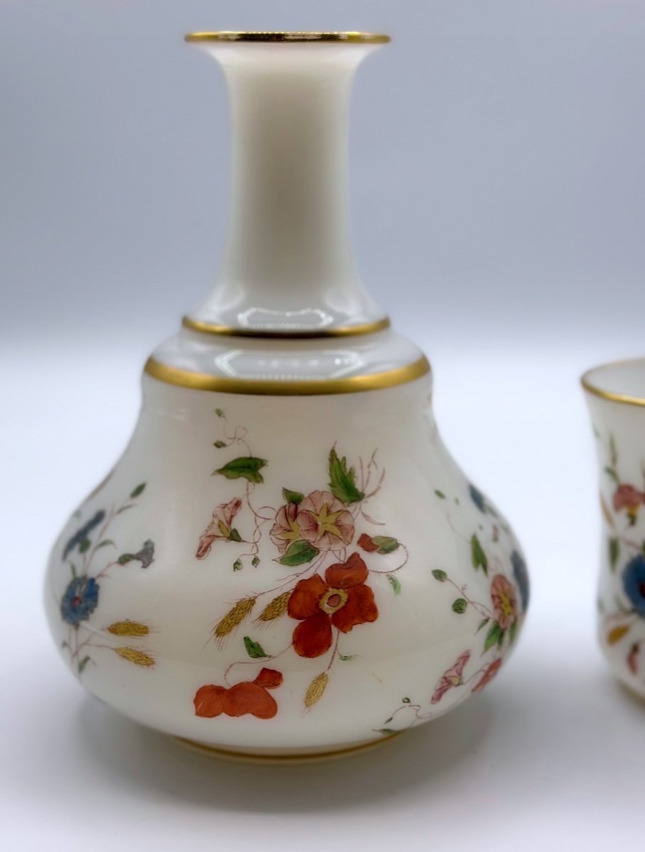 Verseuse Et Tasse En Verre Opalin, Set Coiffeuse-photo-4