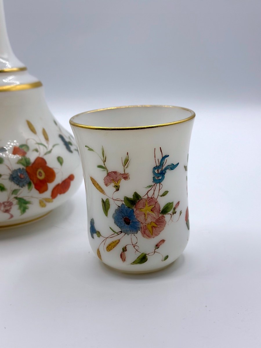 Verseuse Et Tasse En Verre Opalin, Set Coiffeuse-photo-6