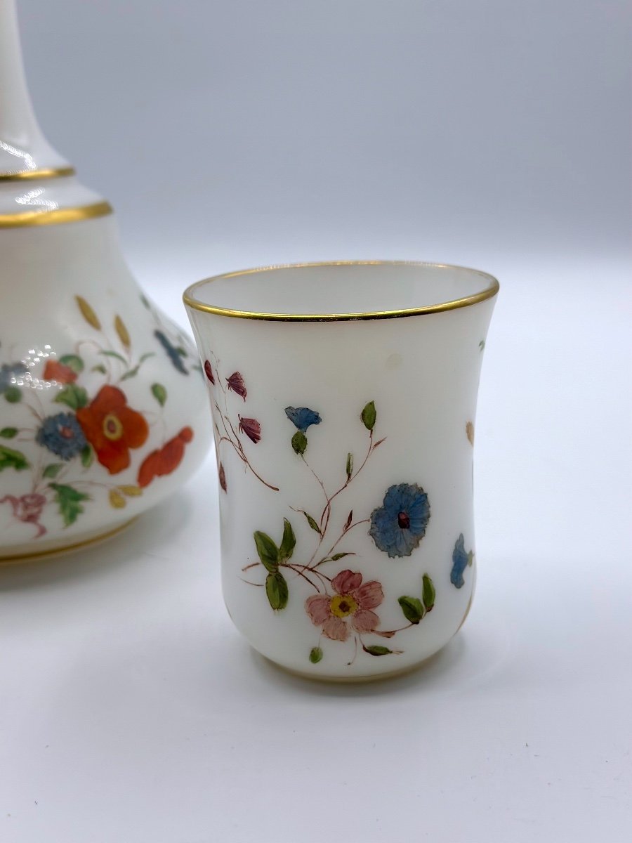 Verseuse Et Tasse En Verre Opalin, Set Coiffeuse-photo-7