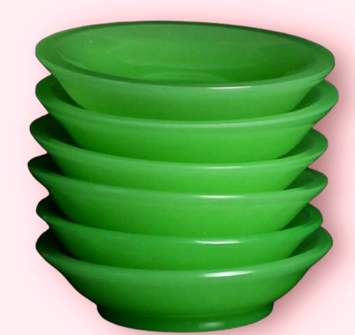 Set Di Piatti Piccoli In Vetro Opalino Di Murano Verde 6-photo-4
