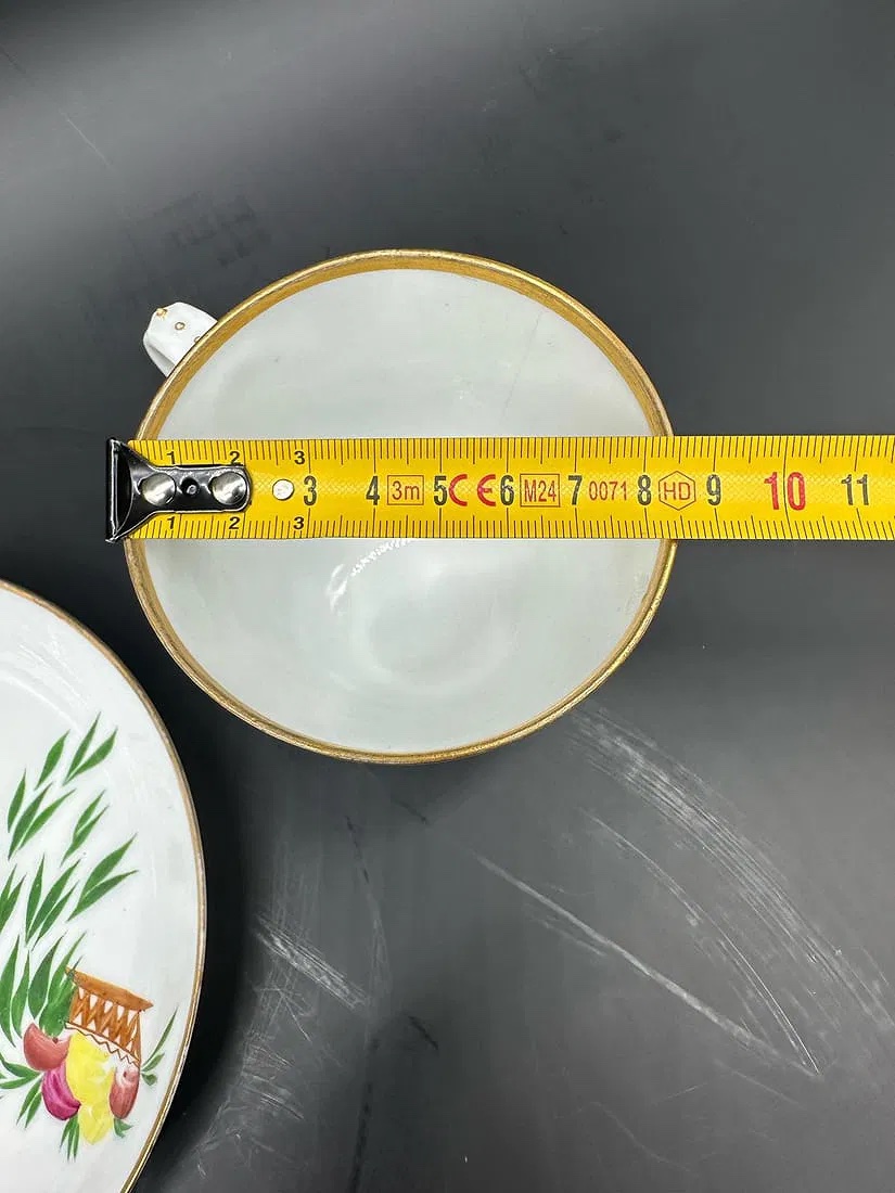 Tazza e piattino in porcellana russa Chekhonin, datati, contrassegnati con AIII e martello-photo-6