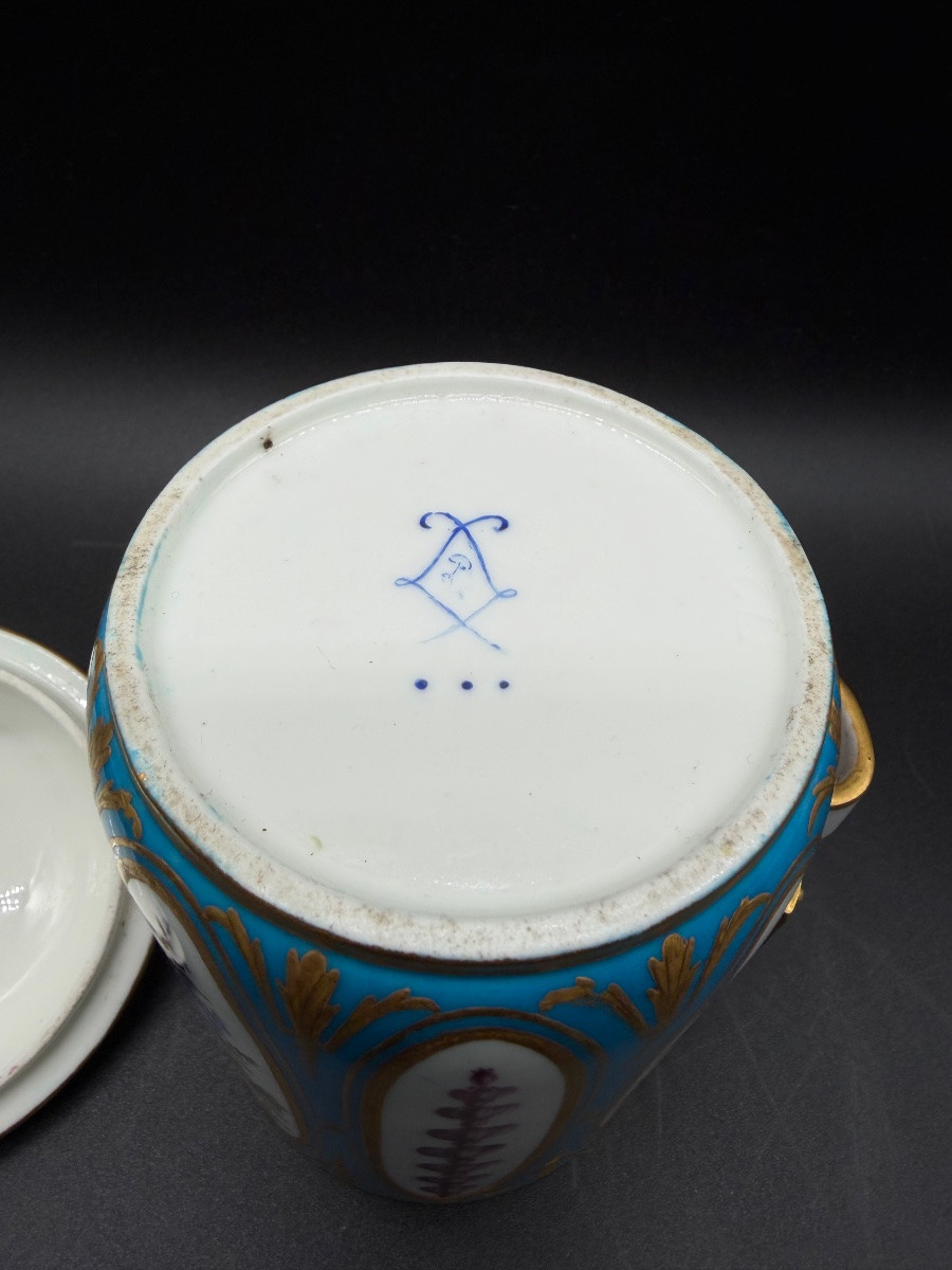 Barattolo per tabacco con coperchio, fondo blu celeste, Sèvres, 1768 circa-photo-3