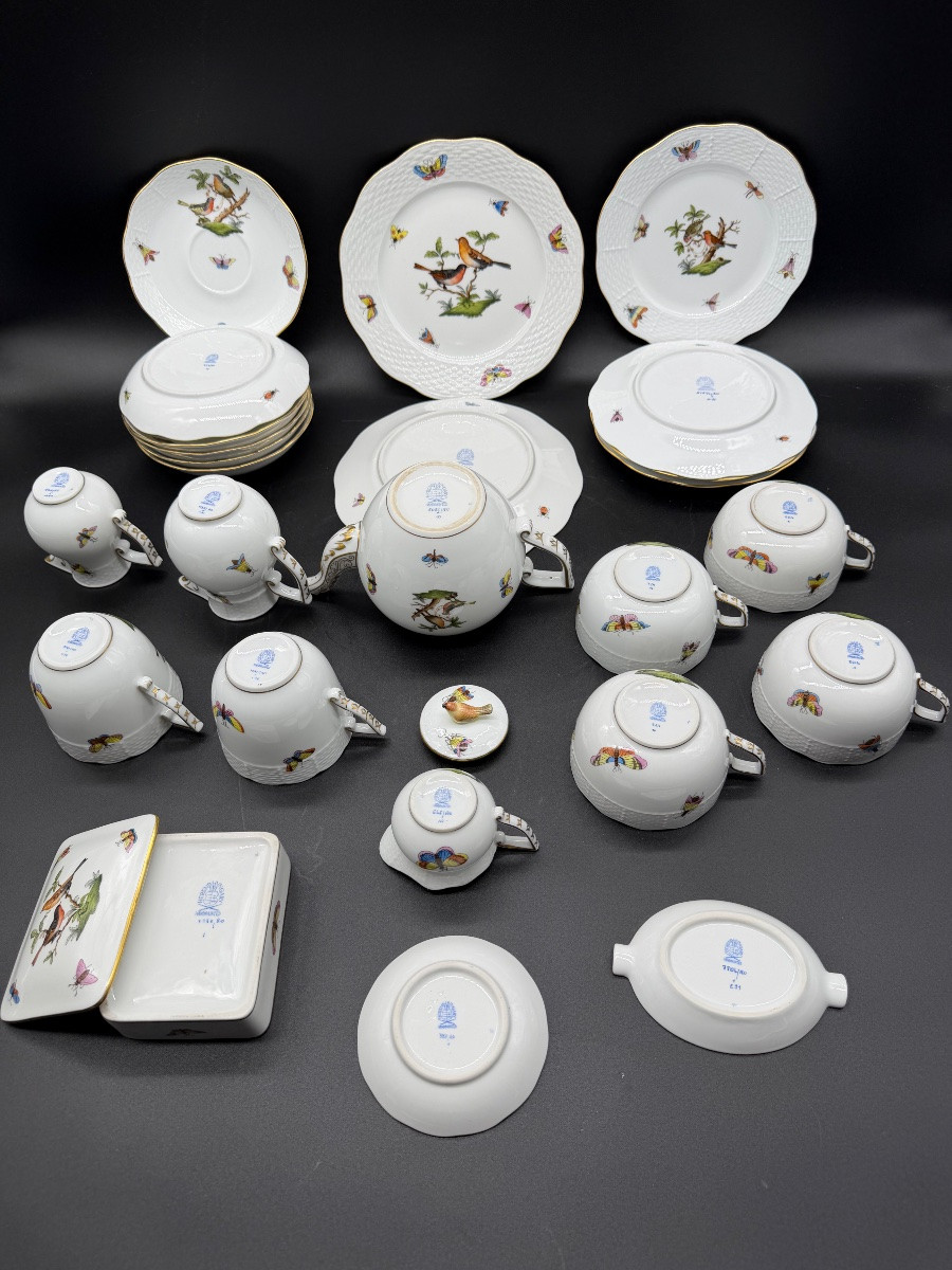 Servizio da tè in porcellana Herend, 25 pezzi, Rothschild-photo-2
