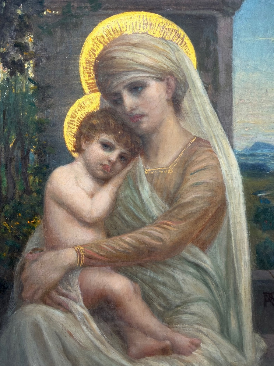 Napoleon Parisiani Olio su tela, 1909. Vergine con Bambino-photo-3