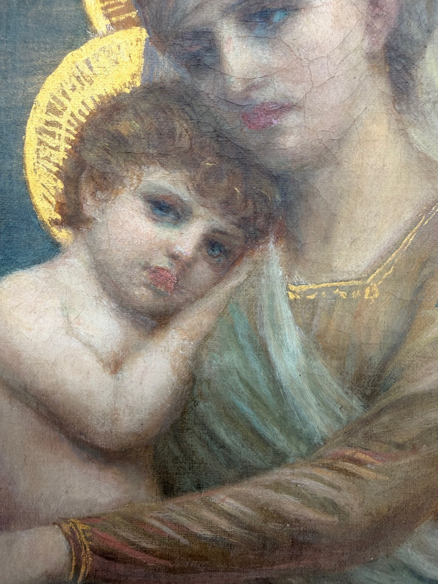 Napoleon Parisiani Olio su tela, 1909. Vergine con Bambino-photo-5