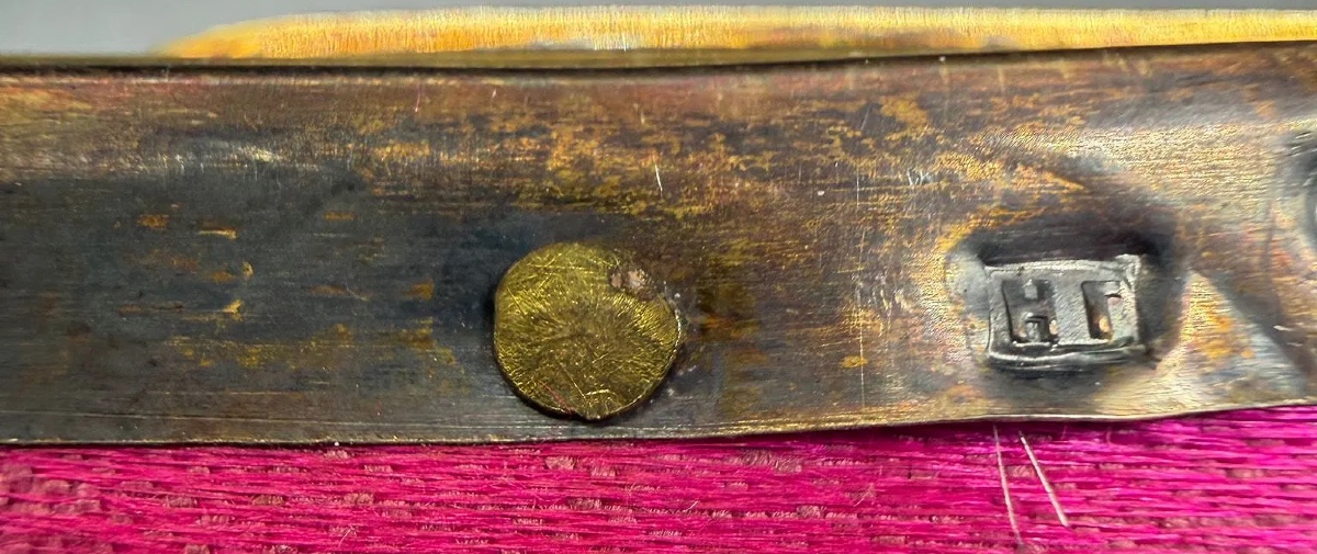 XIX secolo Icona russa di Kazan in smalto champlevé dorato su filigrana raffigurante la Madre -photo-6