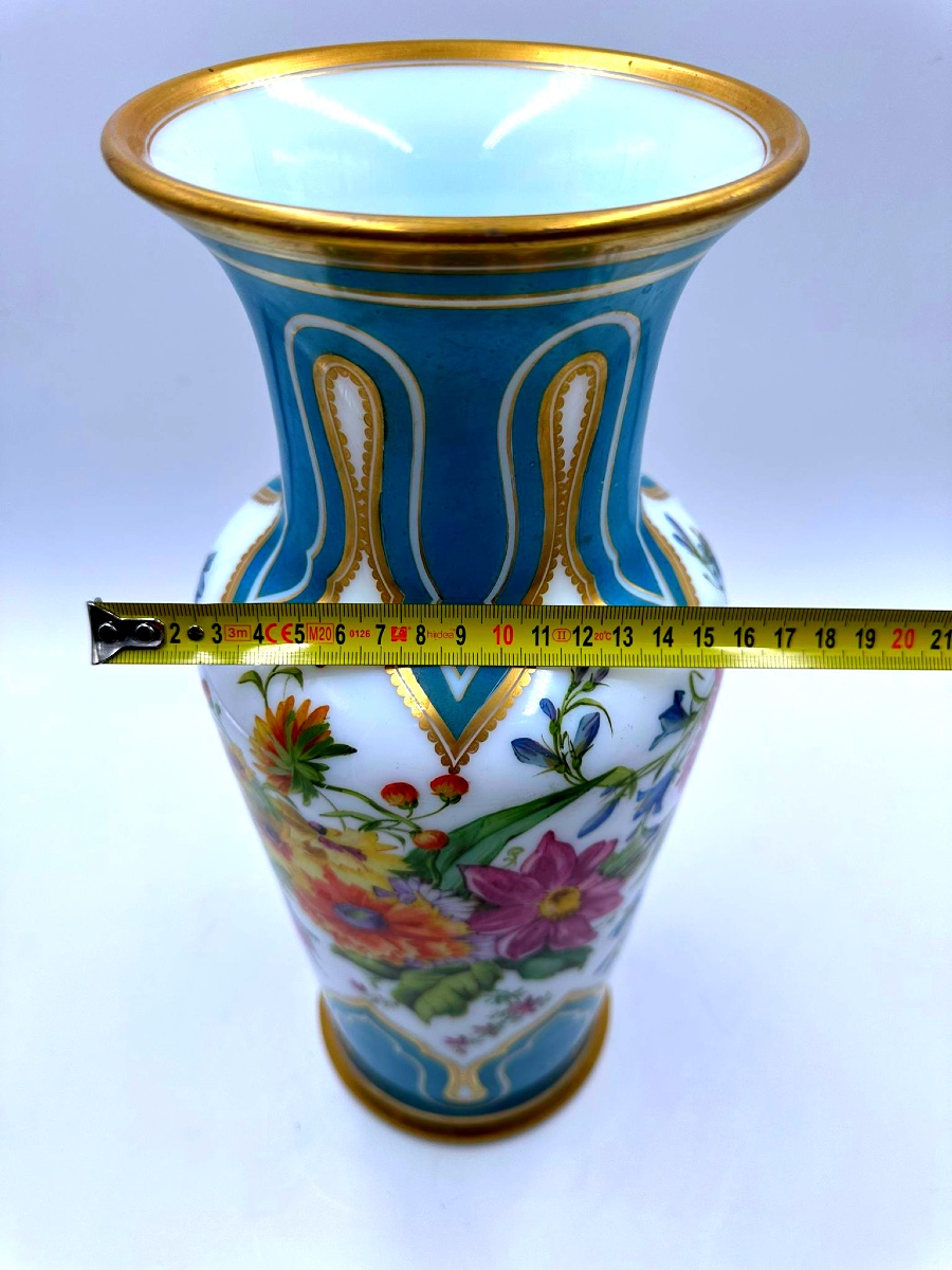 XIX eme Vaso in vetro opalino francese di Jean François Robert, vaso grande-photo-2