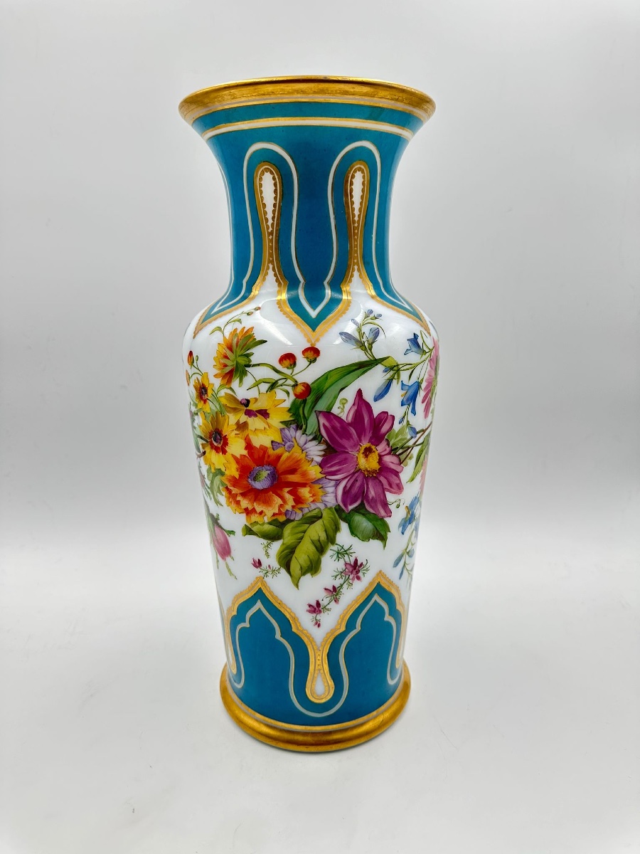 XIX eme Vaso in vetro opalino francese di Jean François Robert, vaso grande-photo-5