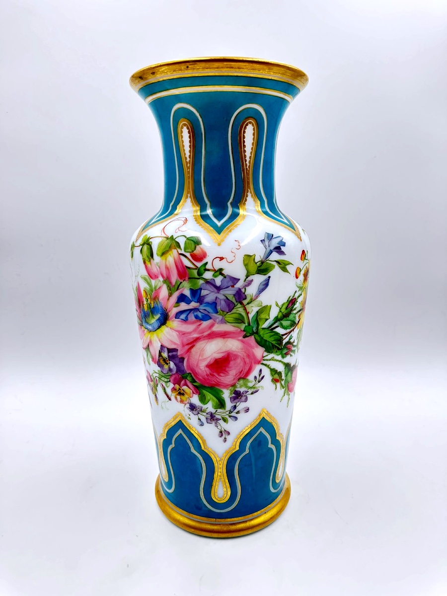 XIX eme Vaso in vetro opalino francese di Jean François Robert, vaso grande-photo-6