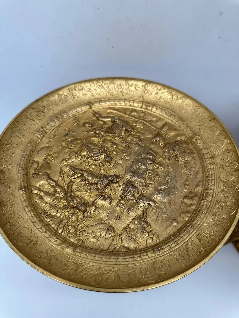 XIX secolo Coppia di tazze in bronzo dorato in stile gotico-photo-5